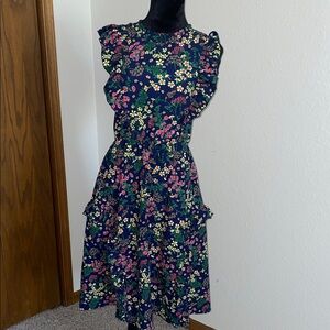 Navy Floral Midi Dress